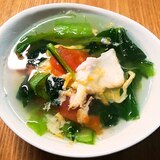 茹で小松菜とトマトの卵ス-プ